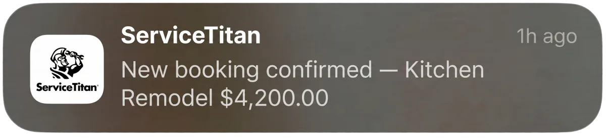 Payment notification preview showing automated client billing